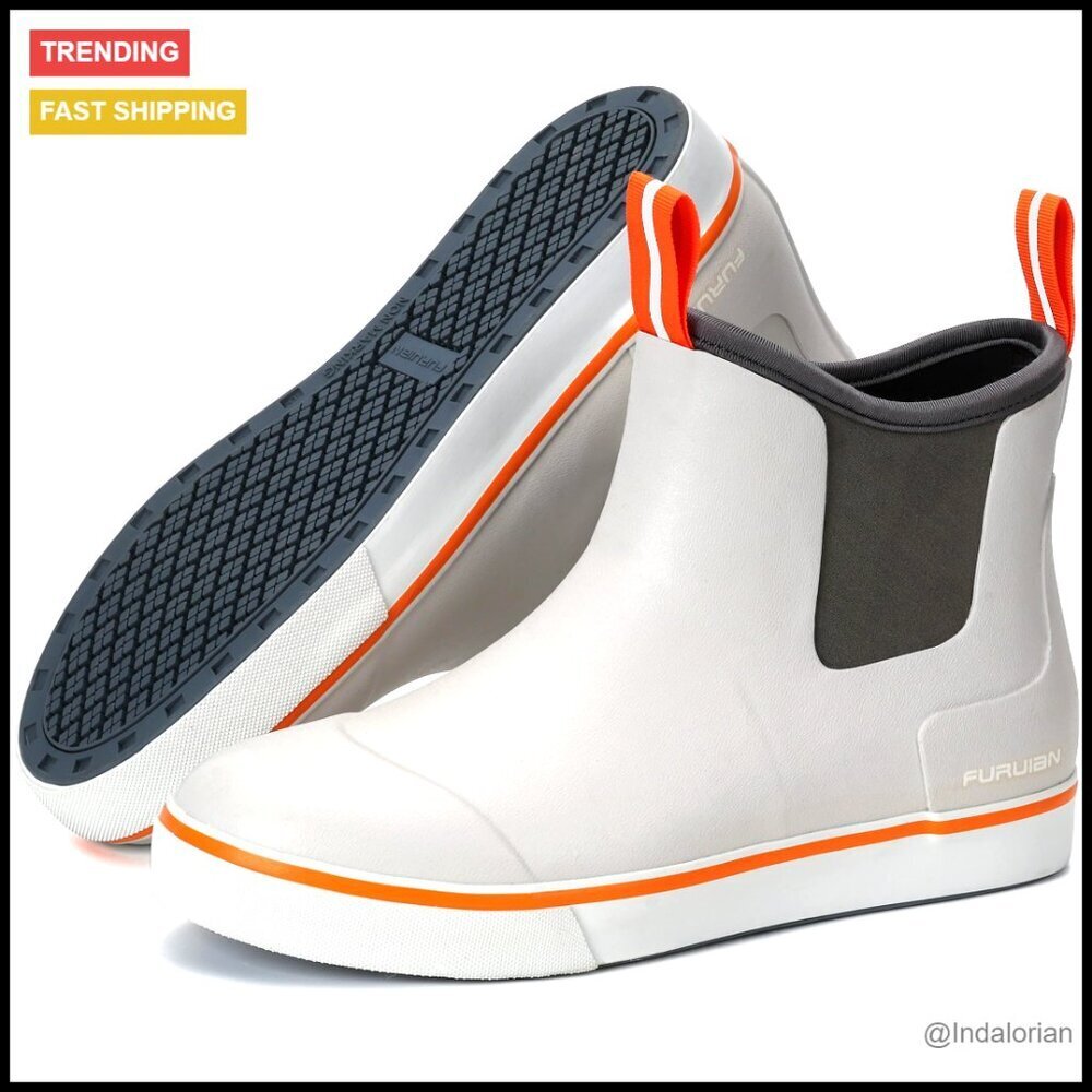 Waterproof Rubber Deck Boots Slip-Resistant Outdoor Work Shoes Ankle Rain Boots
